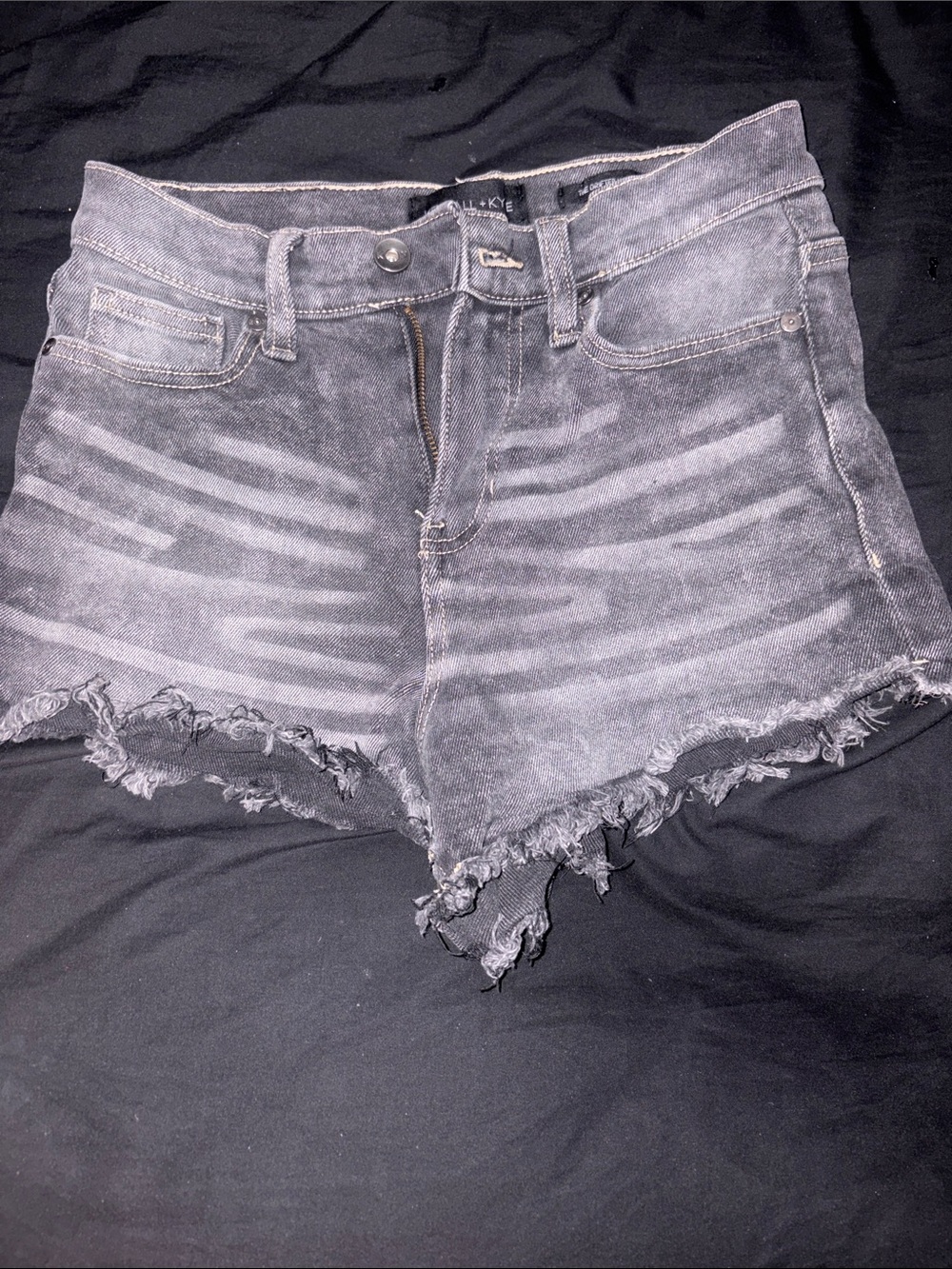 Kendall & Kylie Washed Gray High-Rise Distressed Denim Shorts